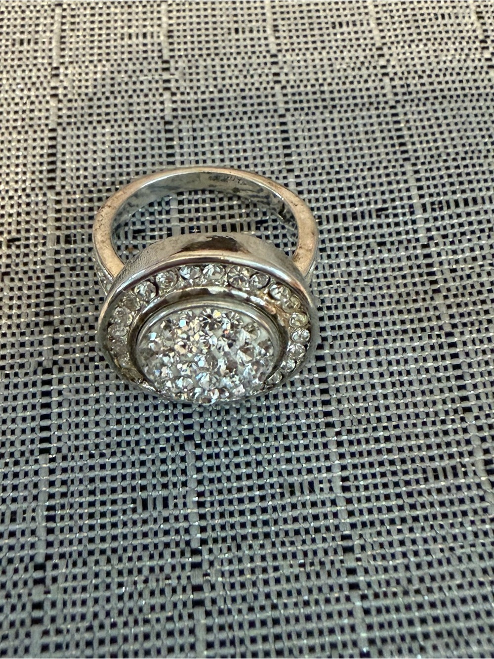 Silver-Tone Crystal Cluster Cocktail Ring - Clear